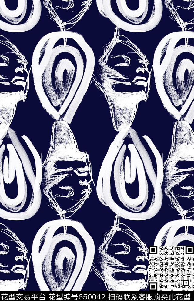 人物素描水墨传统印花华亿平台下载（图片编号: 650042） - 瓦栏（Walan）