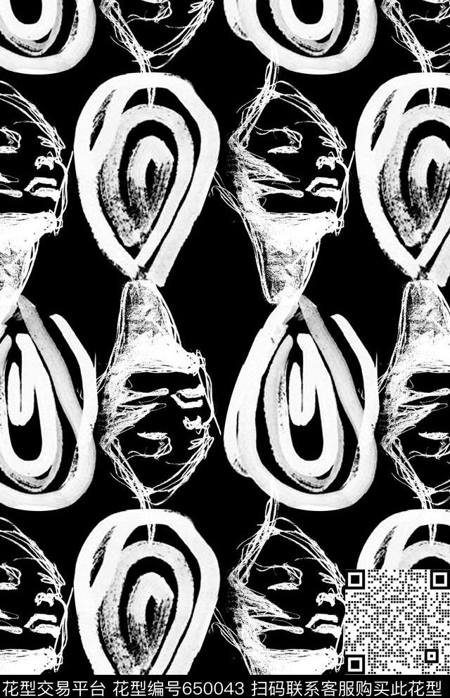 人物素描水墨传统印花华亿平台下载（图片编号: 650043） - 瓦栏（Walan）