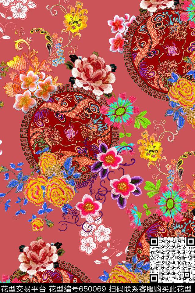 时尚民族风刺绣数码印花华亿平台下载（图片编号: 650069） - 瓦栏（Walan）
