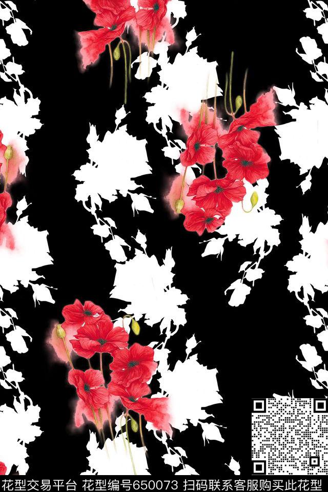 满版花卉数码印花华亿平台下载（图片编号: 650073） - 瓦栏（Walan）