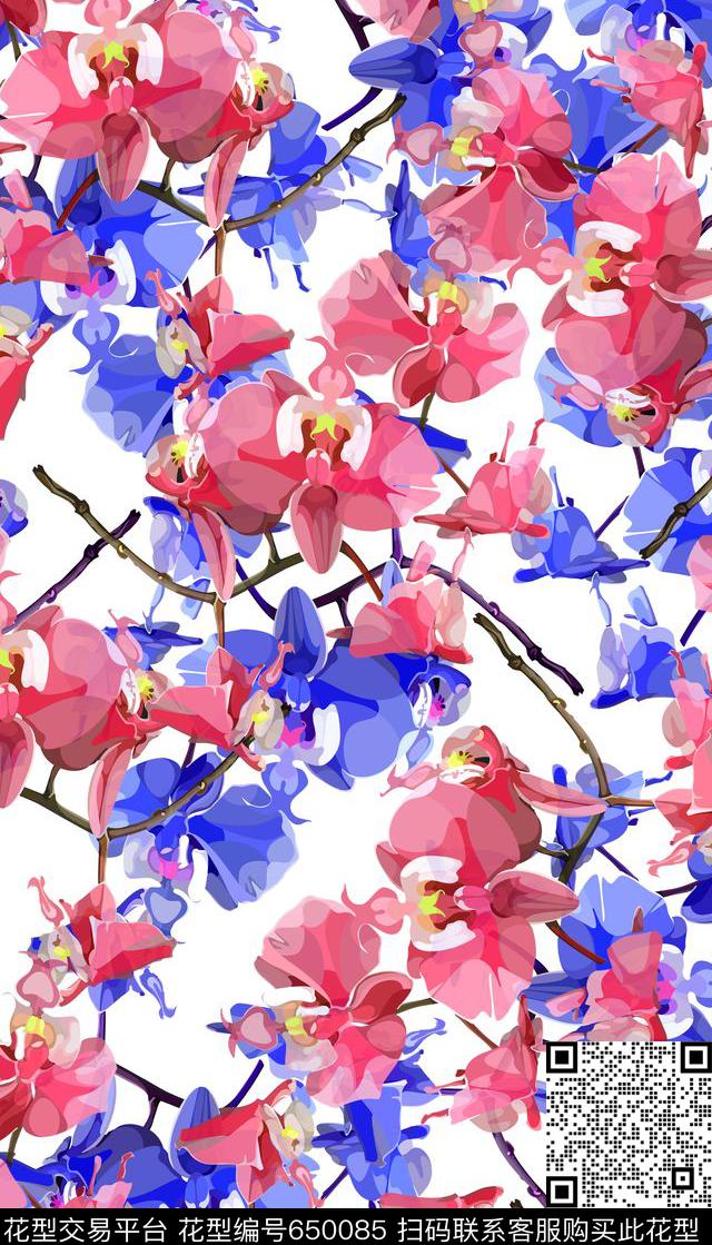小清新乱花花卉数码印花华亿平台下载（图片编号: 650085） - 瓦栏（Walan）