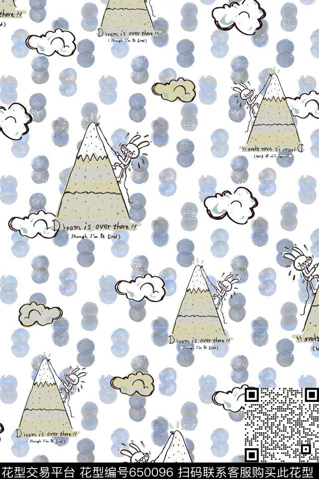 趣味云兔子数码印花华亿平台下载（图片编号: 650096） - 瓦栏（Walan）