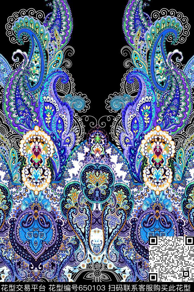 民族风腰果佩斯里数码印花华亿平台下载（图片编号: 650103） - 瓦栏（Walan）