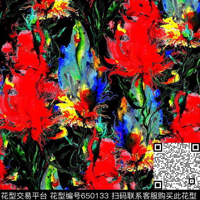 晕染涂鸦数码印花华亿平台下载（图片编号: 650133） - 瓦栏（Walan）