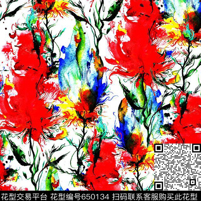 晕染涂鸦数码印花华亿平台下载（图片编号: 650134） - 瓦栏（Walan）