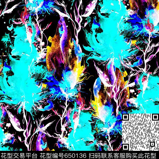 晕染涂鸦数码印花华亿平台下载（图片编号: 650136） - 瓦栏（Walan）