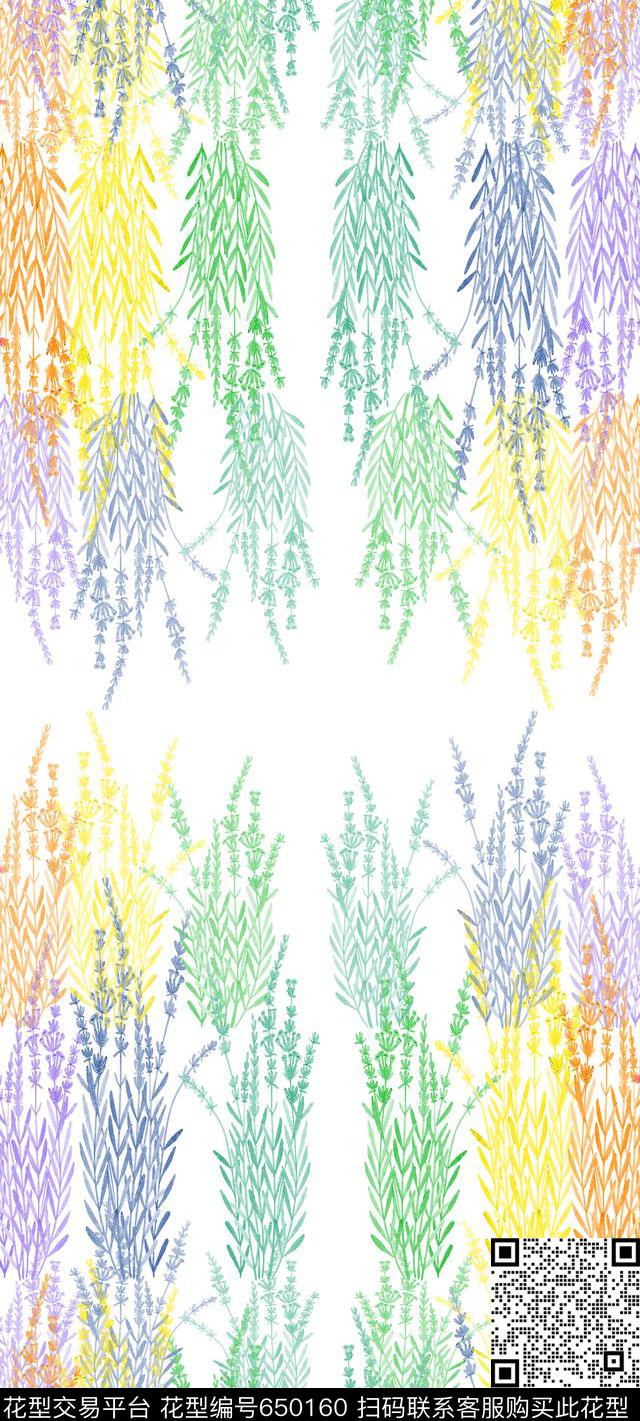 丝巾围巾秀场植物花卉薰衣草数码印花华亿平台下载（图片编号: 650160） - 瓦栏（Walan）