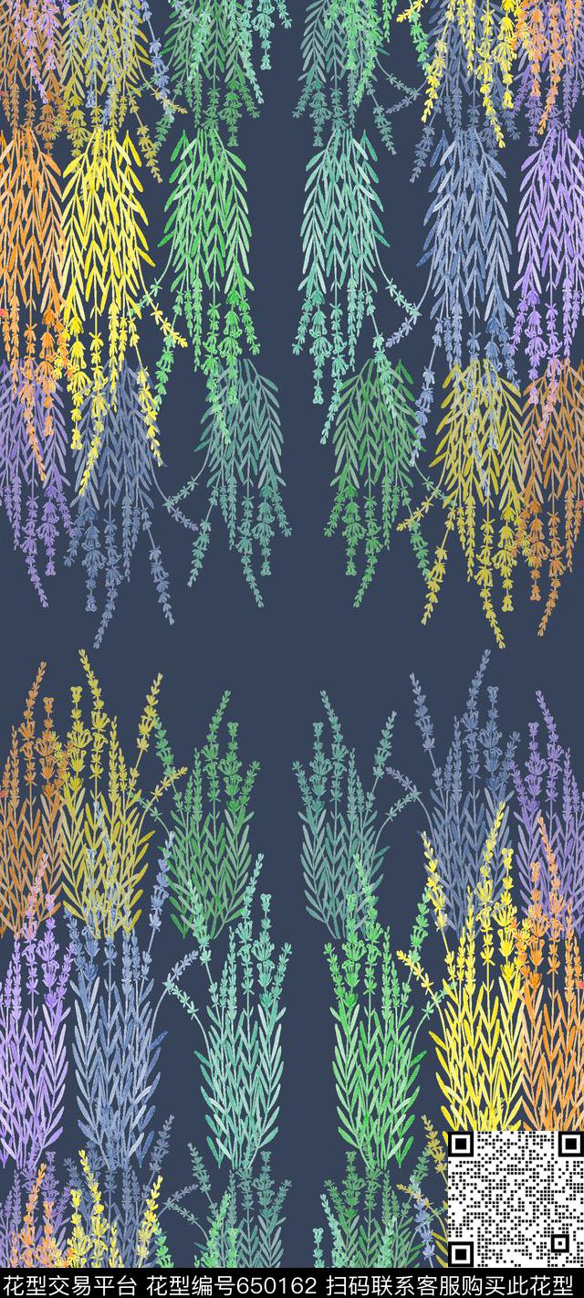 丝巾围巾秀场植物花卉薰衣草数码印花华亿平台下载（图片编号: 650162） - 瓦栏（Walan）