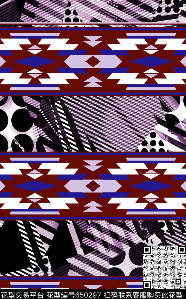 几何圆条纹数码印花华亿平台下载（图片编号: 650297） - 瓦栏（Walan）