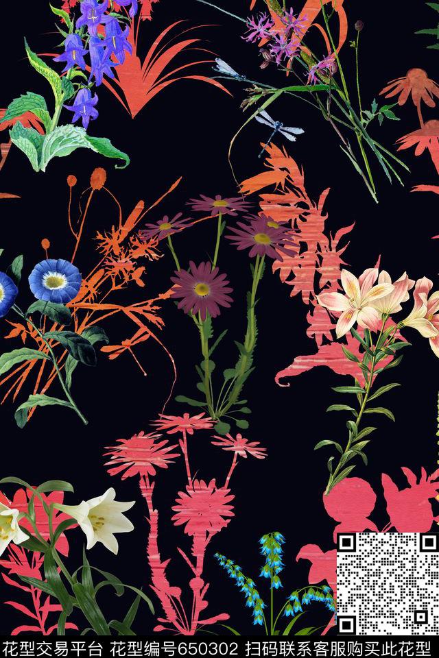 水彩花卉女装数码印花华亿平台下载（图片编号: 650302） - 瓦栏（Walan）