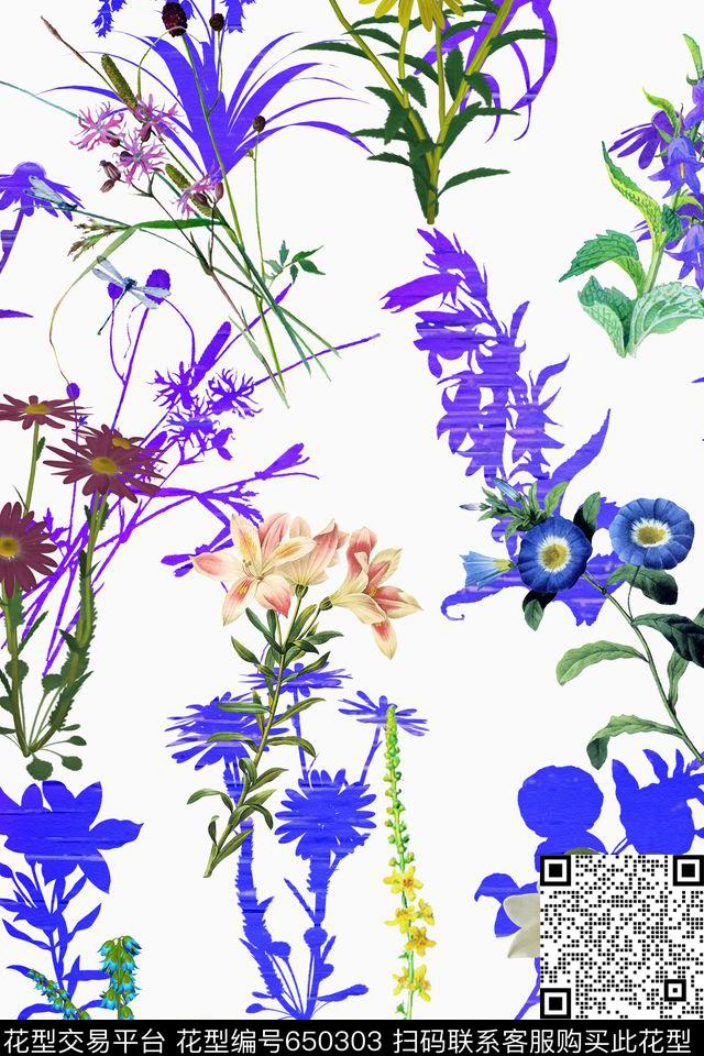 水彩花卉女装数码印花华亿平台下载（图片编号: 650303） - 瓦栏（Walan）