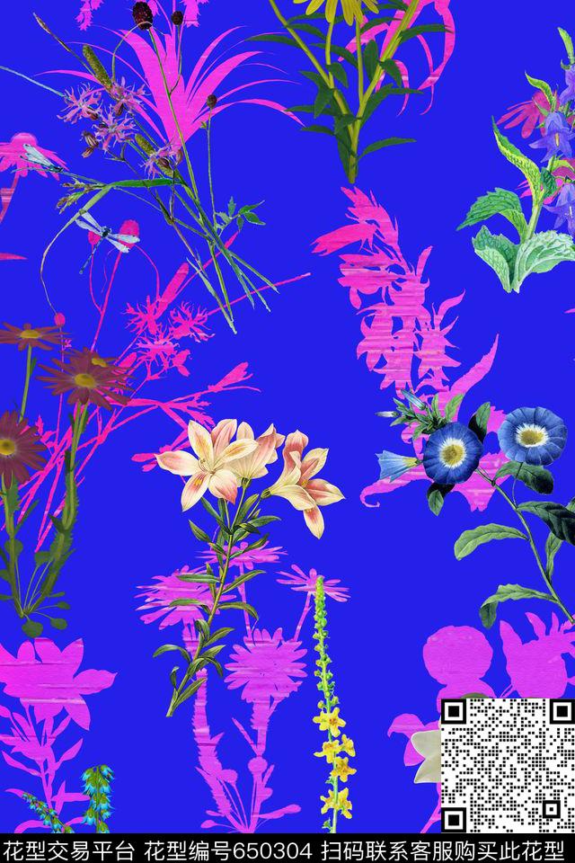 水彩花卉女装数码印花华亿平台下载（图片编号: 650304） - 瓦栏（Walan）