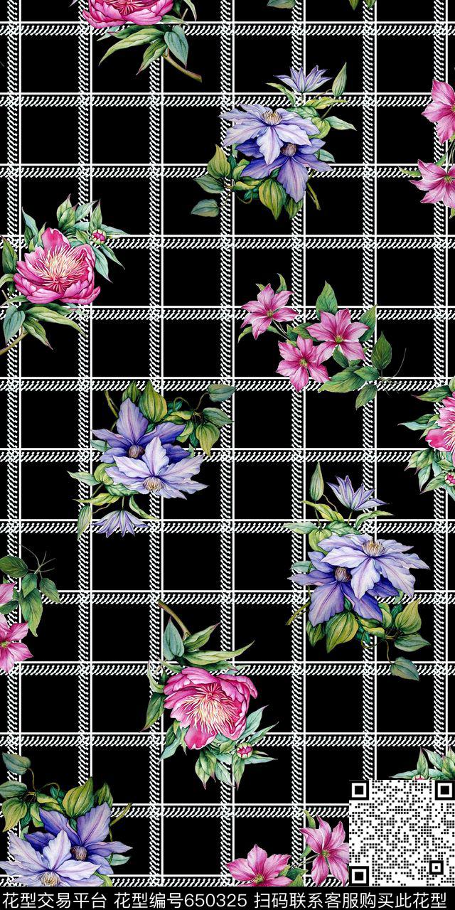 流行时尚几何花卉数码印花华亿平台下载（图片编号: 650325） - 瓦栏（Walan）