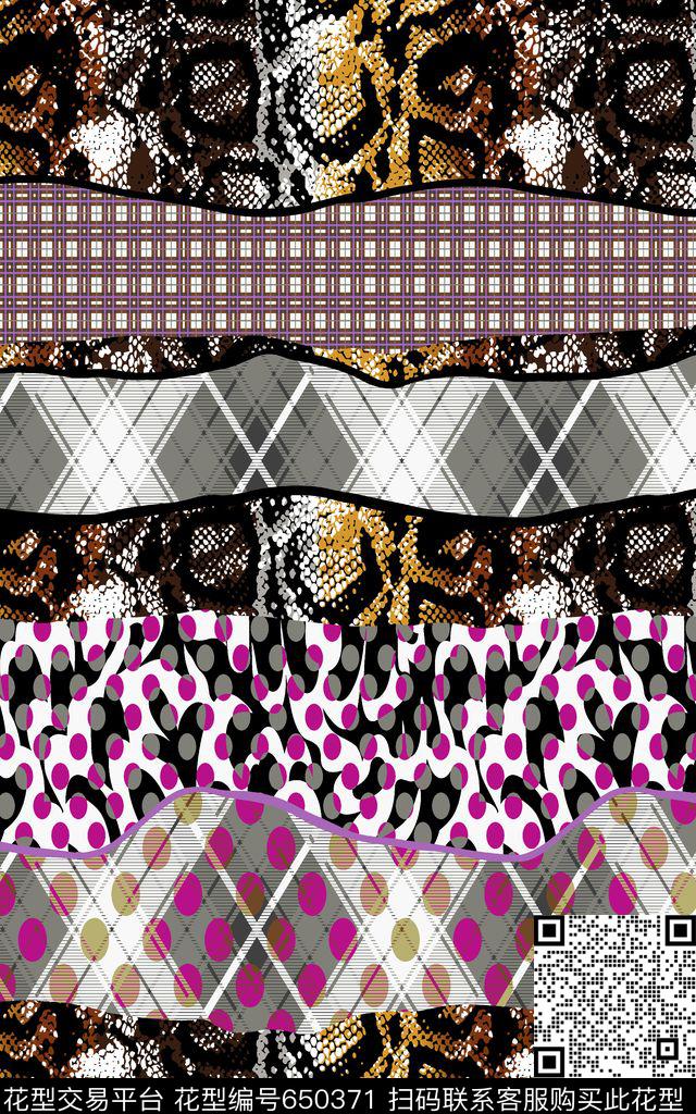 条纹几何蛇纹数码印花华亿平台下载（图片编号: 650371） - 瓦栏（Walan）