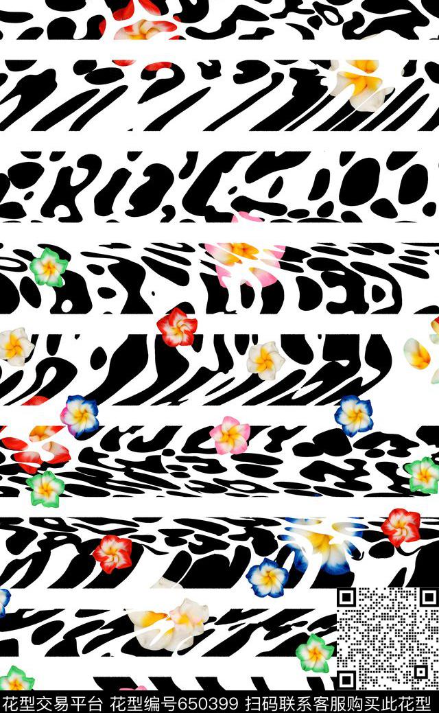 女装豹纹花卉数码印花华亿平台下载（图片编号: 650399） - 瓦栏（Walan）