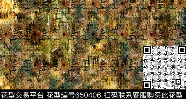 云纹宫廷风欧美数码印花华亿平台下载（图片编号: 650406） - 瓦栏（Walan）