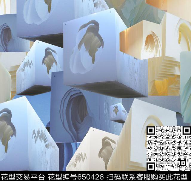 不规则几何小方块方格数码印花华亿平台下载（图片编号: 650426） - 瓦栏（Walan）