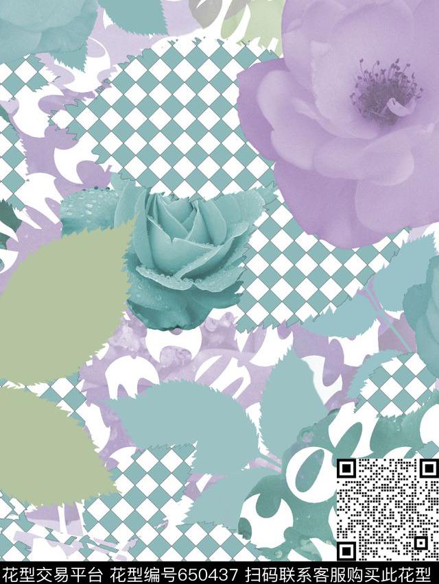 模糊点点花朵数码印花华亿平台下载（图片编号: 650437） - 瓦栏（Walan）