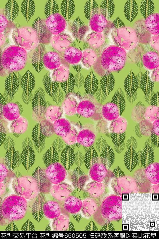 热带海滨度假棕榈叶火龙果数码印花华亿平台下载（图片编号: 650505） - 瓦栏（Walan）