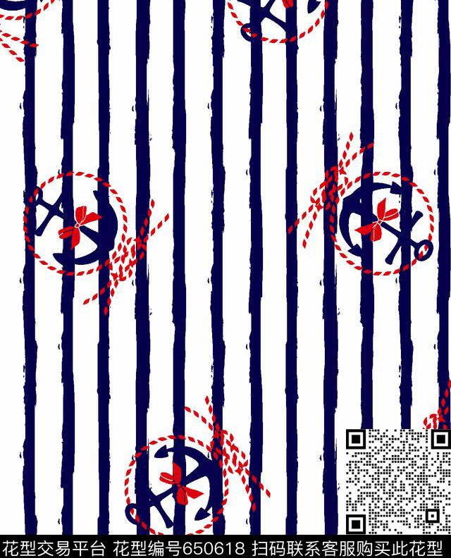条纹航海简单传统印花华亿平台下载（图片编号: 650618） - 瓦栏（Walan）