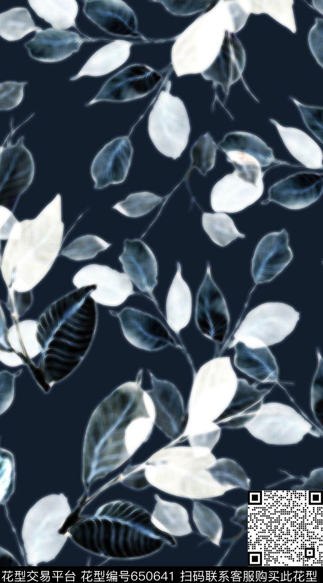 创意模糊肌理树叶数码印花华亿平台下载（图片编号: 650641） - 瓦栏（Walan）