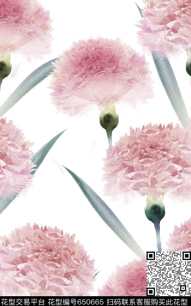 大花玉兰花玫瑰数码印花华亿平台下载（图片编号: 650665） - 瓦栏（Walan）