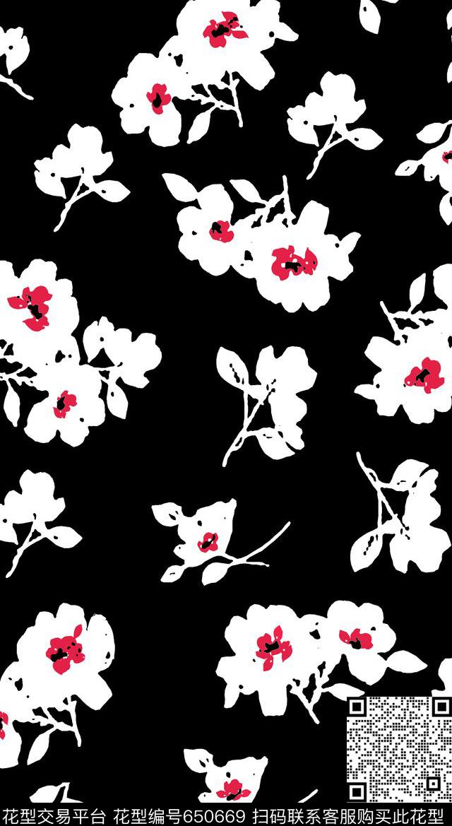 小碎花大花兰花传统印花华亿平台下载（图片编号: 650669） - 瓦栏（Walan）