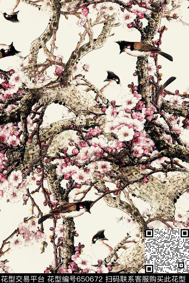 花鸟花卉民族数码印花华亿平台下载（图片编号: 650672） - 瓦栏（Walan）