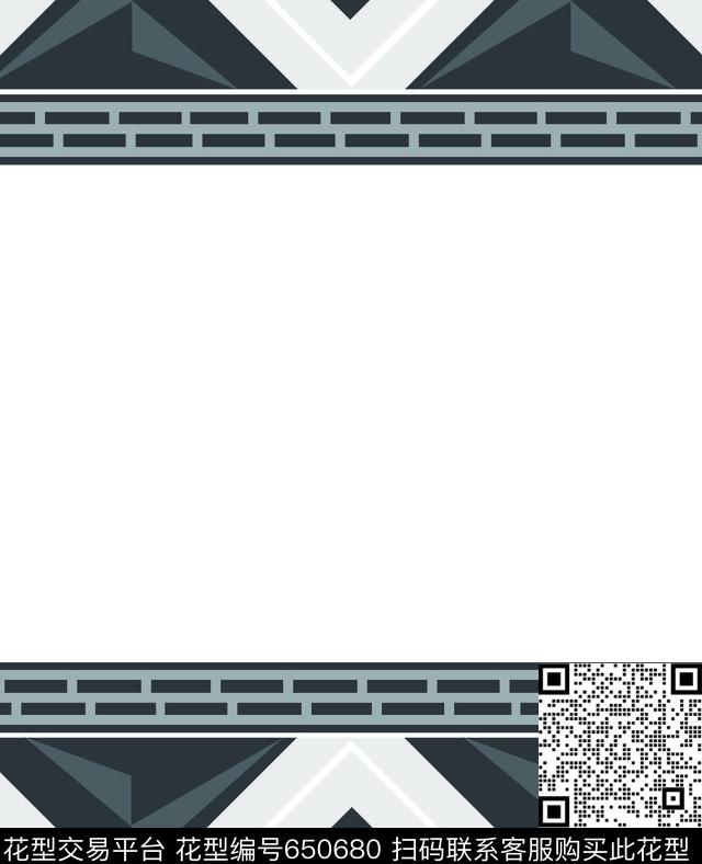 三角形几何复古花纹数码印花华亿平台下载（图片编号: 650680） - 瓦栏（Walan）
