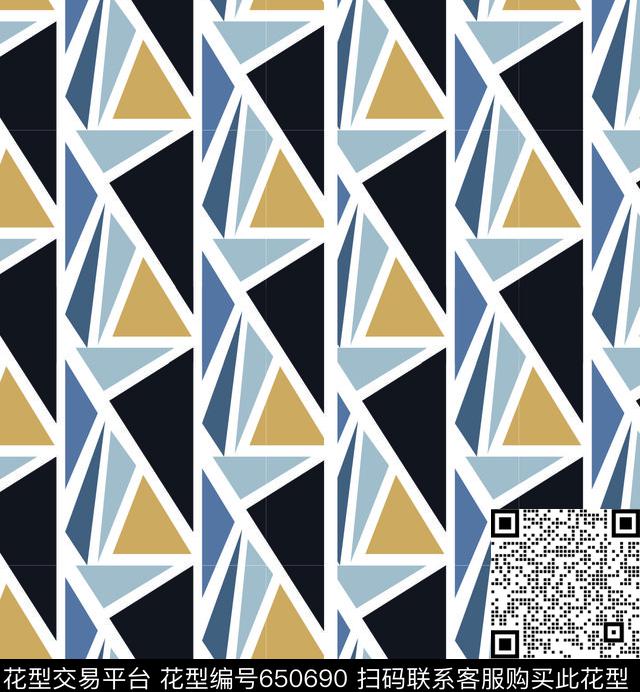 色块三角形几何数码印花华亿平台下载（图片编号: 650690） - 瓦栏（Walan）