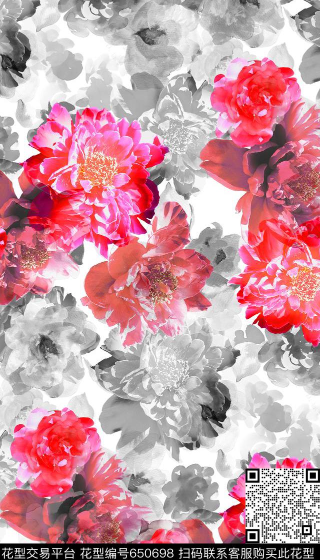 时尚大方花卉数码印花华亿平台下载（图片编号: 650698） - 瓦栏（Walan）