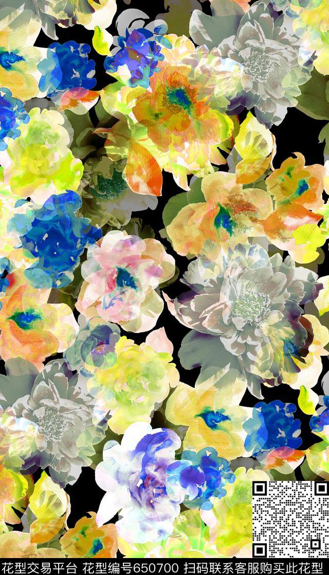 时尚大方花卉数码印花华亿平台下载（图片编号: 650700） - 瓦栏（Walan）