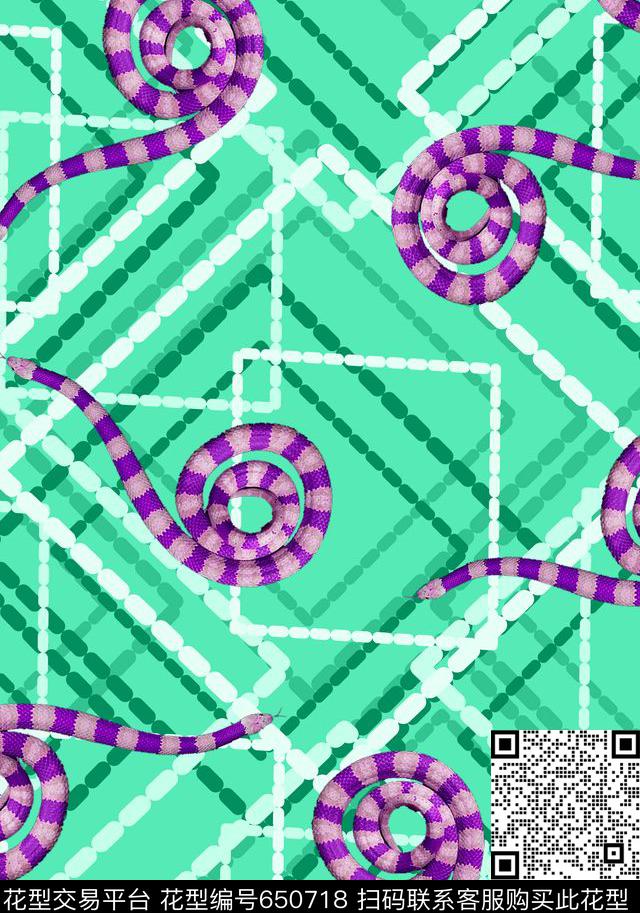 方格虚线蛇纹传统印花华亿平台下载（图片编号: 650718） - 瓦栏（Walan）