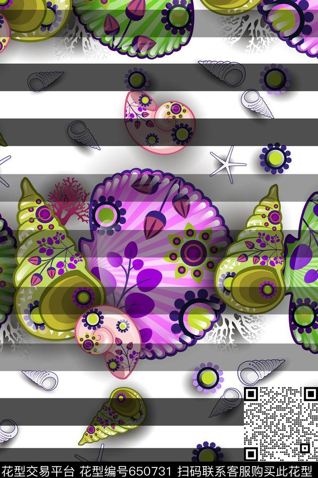 海洋生物方格解构数码印花华亿平台下载（图片编号: 650731） - 瓦栏（Walan）