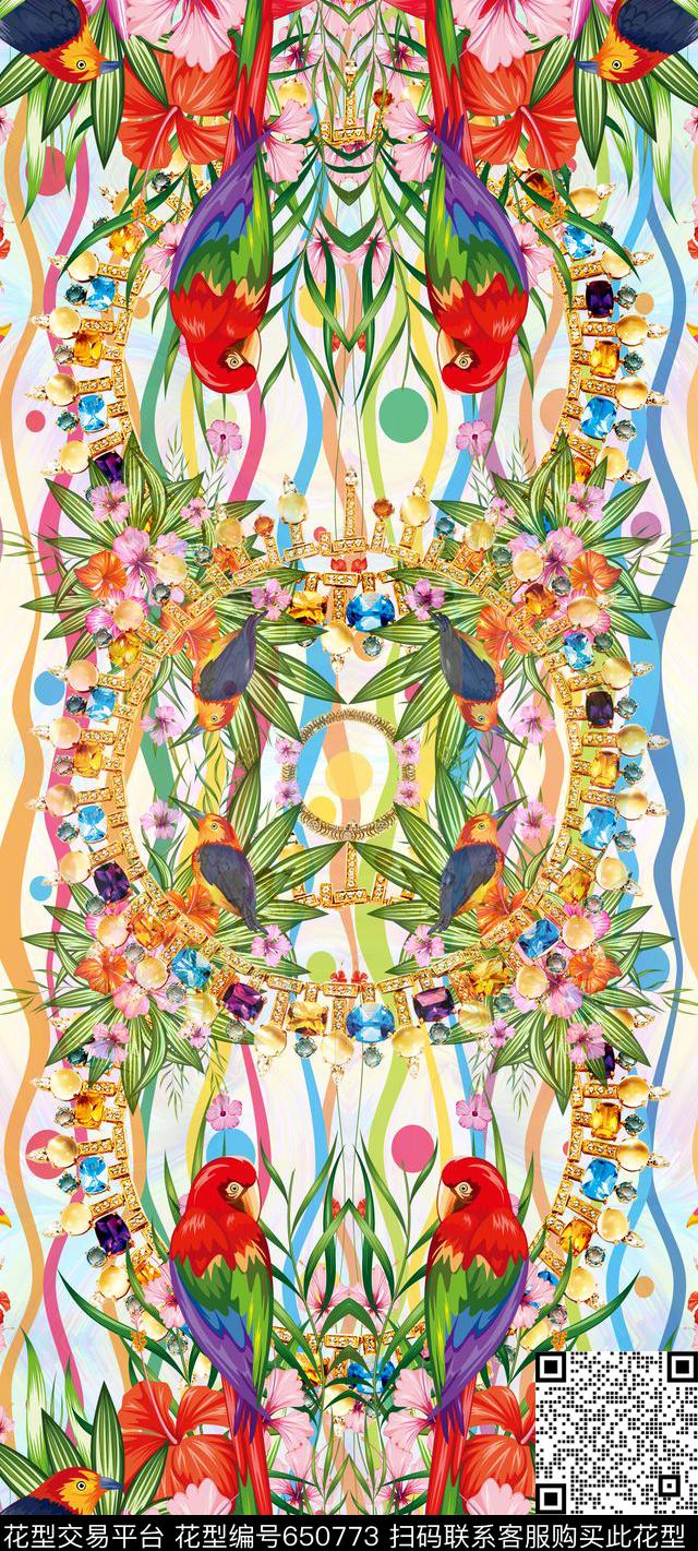 花鸟花朵花卉数码印花华亿平台下载（图片编号: 650773） - 瓦栏（Walan）