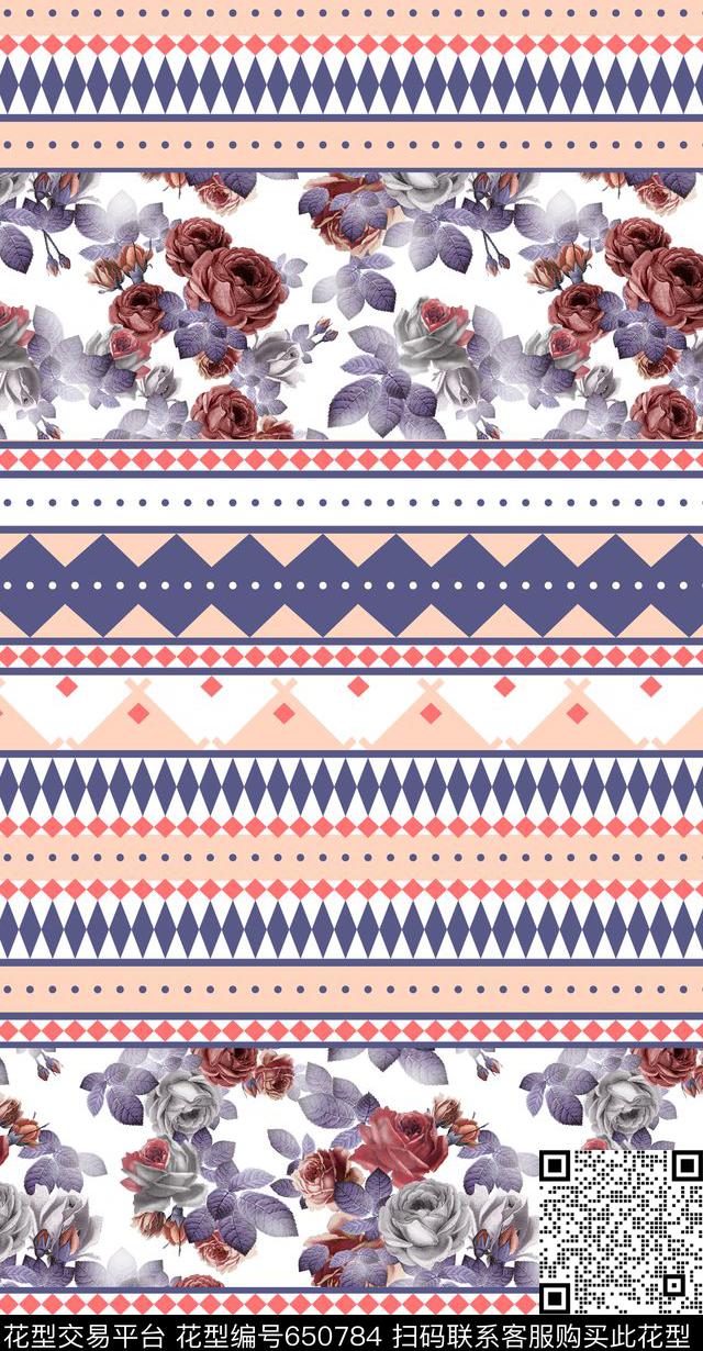 几何时尚花卉数码印花华亿平台下载（图片编号: 650784） - 瓦栏（Walan）