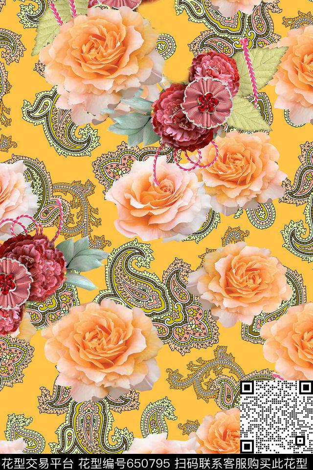 colorfull迪拜花卉数码印花华亿平台下载（图片编号: 650795） - 瓦栏（Walan）