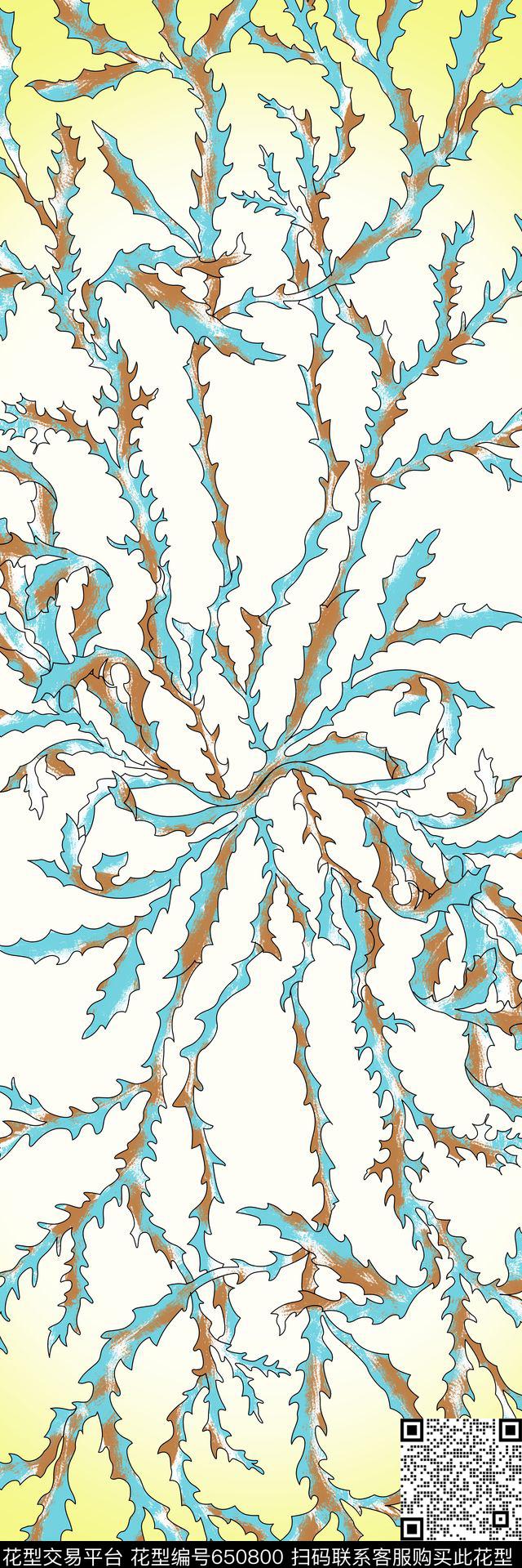 海洋元素长巾抽象时尚传统印花华亿平台下载（图片编号: 650800） - 瓦栏（Walan）