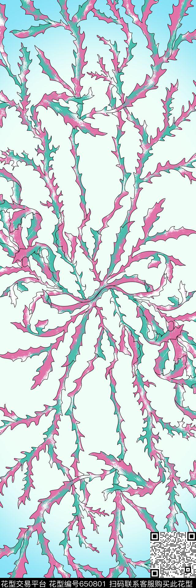 海洋元素长巾抽象时尚传统印花华亿平台下载（图片编号: 650801） - 瓦栏（Walan）