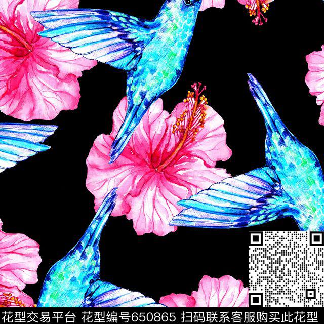 花卉鸟花鸟数码印花华亿平台下载（图片编号: 650865） - 瓦栏（Walan）