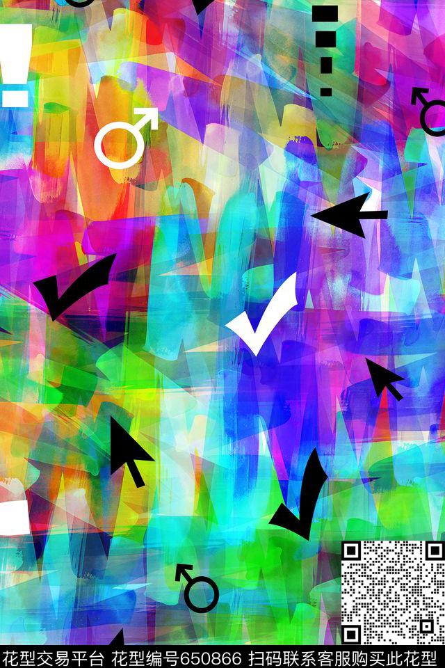 女装几何趣味数码印花华亿平台下载（图片编号: 650866） - 瓦栏（Walan）