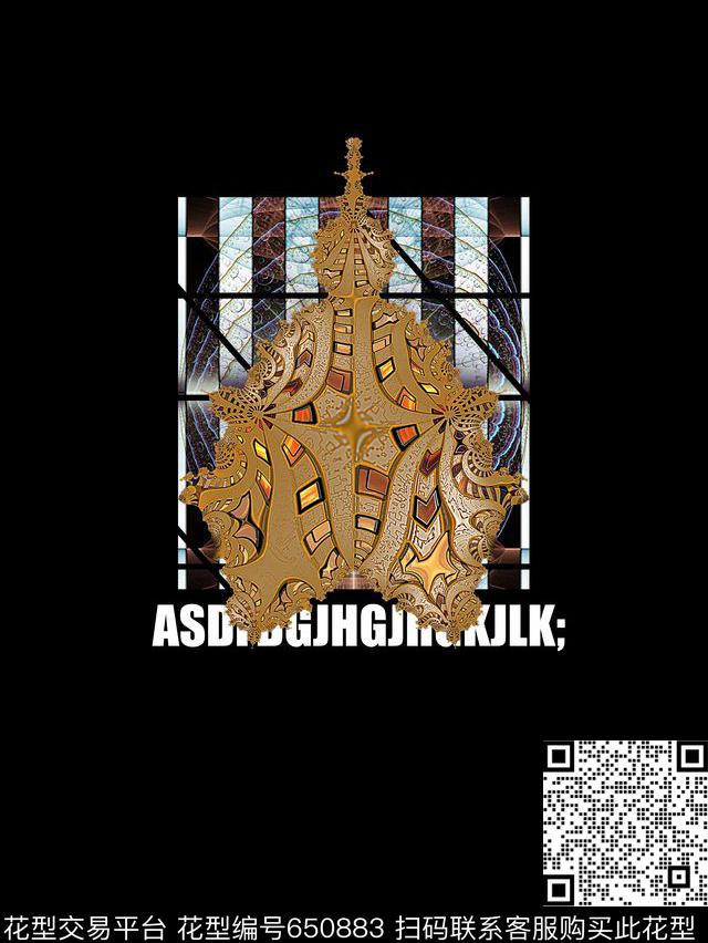 时尚抽象皇冠肌理纹数码印花字母男装T恤定位印花数码印花华亿平台下载（图片编号: 650883） - 瓦栏（Walan）