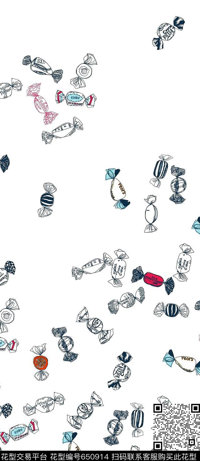 水果糖手绘渐变传统印花华亿平台下载（图片编号: 650914） - 瓦栏（Walan）