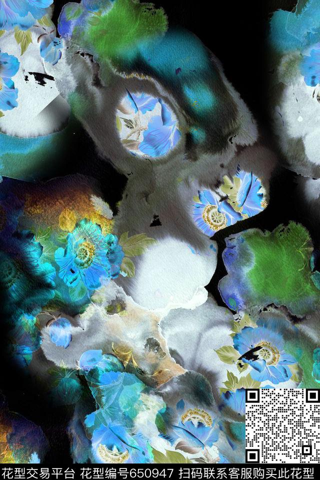 碎花肌理手绘数码印花华亿平台下载（图片编号: 650947） - 瓦栏（Walan）