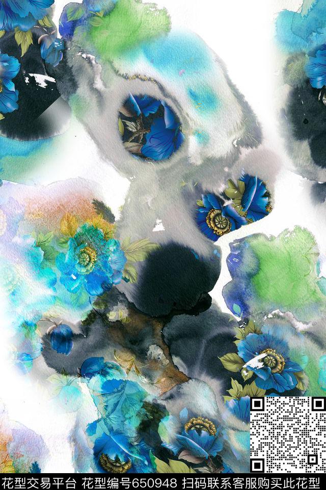 碎花肌理手绘数码印花华亿平台下载（图片编号: 650948） - 瓦栏（Walan）