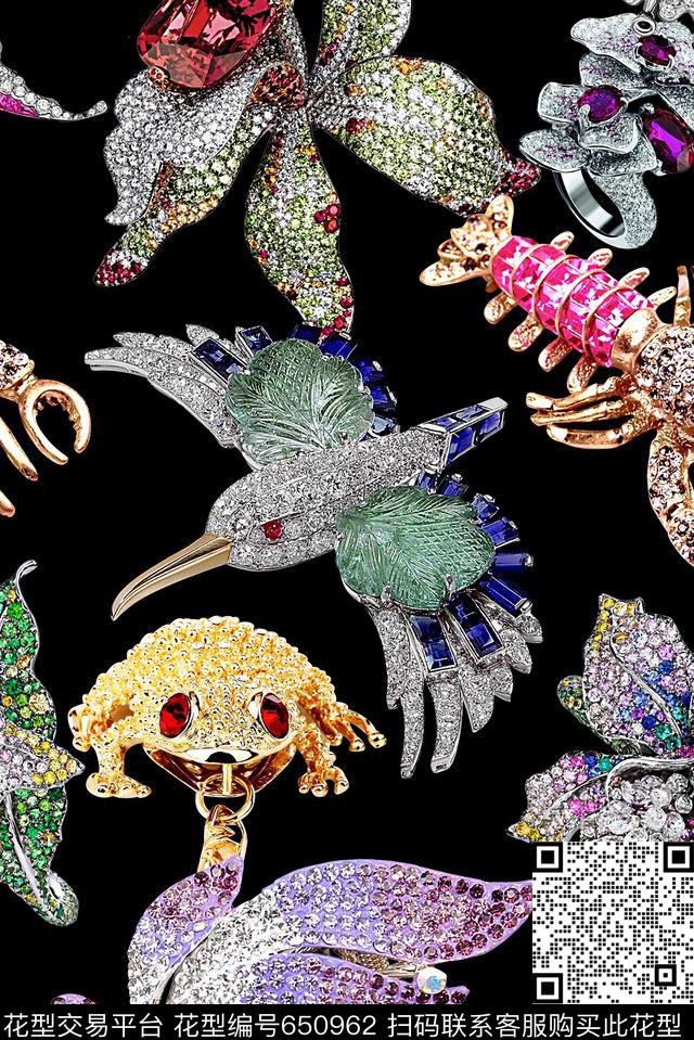 时尚抽象动物珠宝印花时尚国际大牌女装裙子外套数码印花时尚潮流珠宝彩色印花数码印花华亿平台下载（图片编号: 650962） - 瓦栏（Walan）