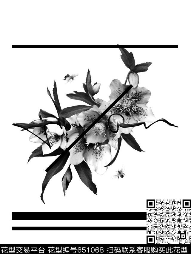 简单大气的花卉适用于T恤卫衣衬衫华亿平台数码印花华亿平台下载（图片编号: 651068） - 瓦栏（Walan）