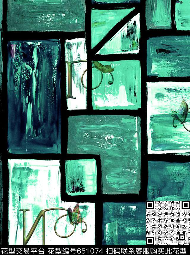 纹理水彩英文数码印花华亿平台下载（图片编号: 651074） - 瓦栏（Walan）