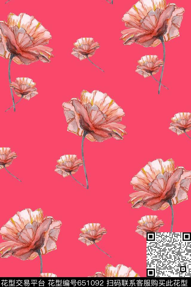 玫瑰花朵花卉数码印花华亿平台下载（图片编号: 651092） - 瓦栏（Walan）