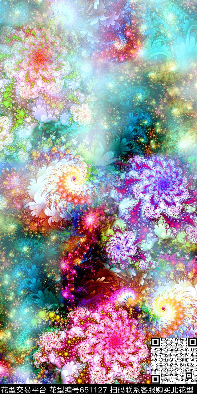 分形花卉抽象数码印花华亿平台下载（图片编号: 651127） - 瓦栏（Walan）